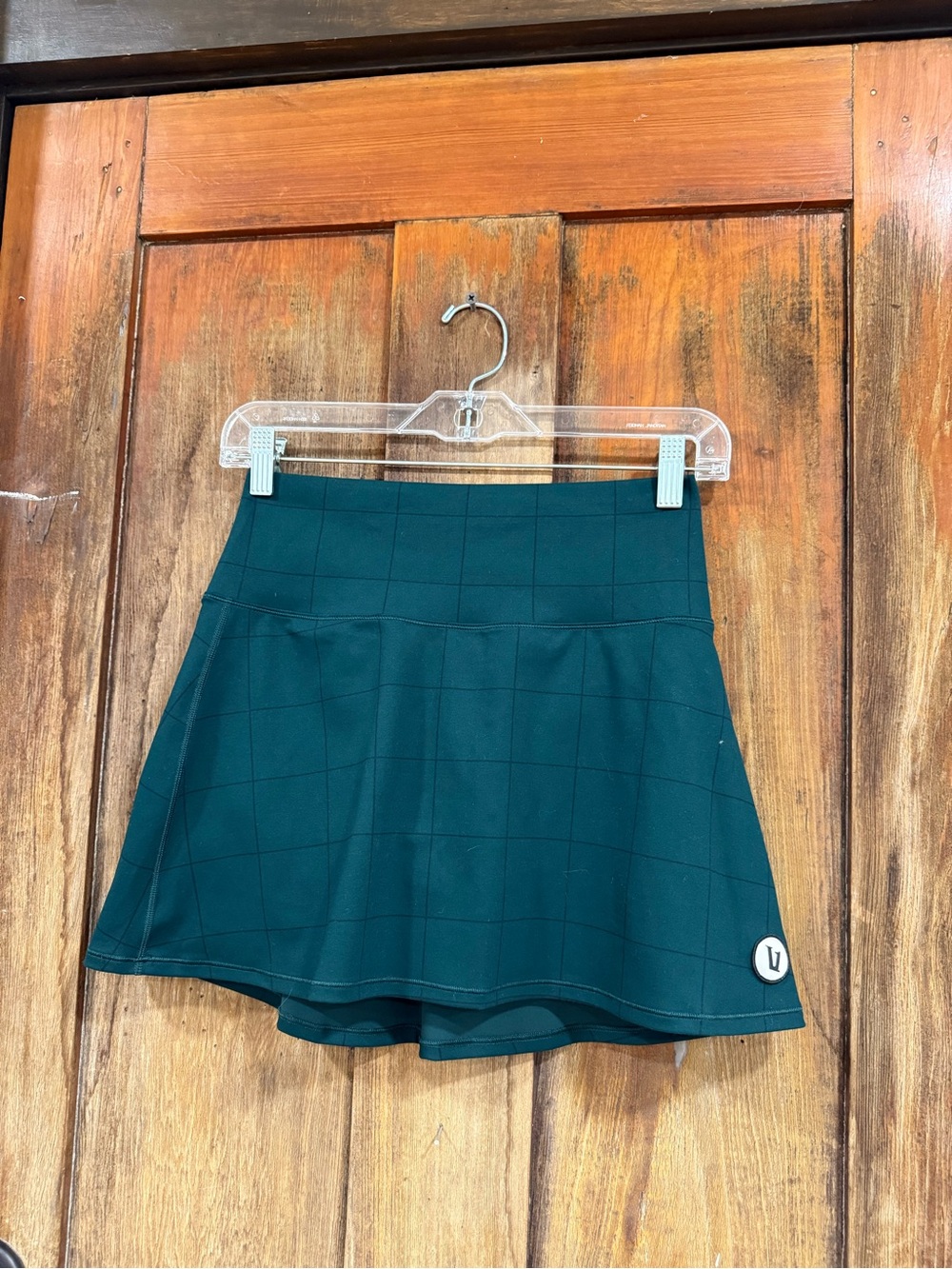 Vuori  Checkered Athletic Skirt in Green